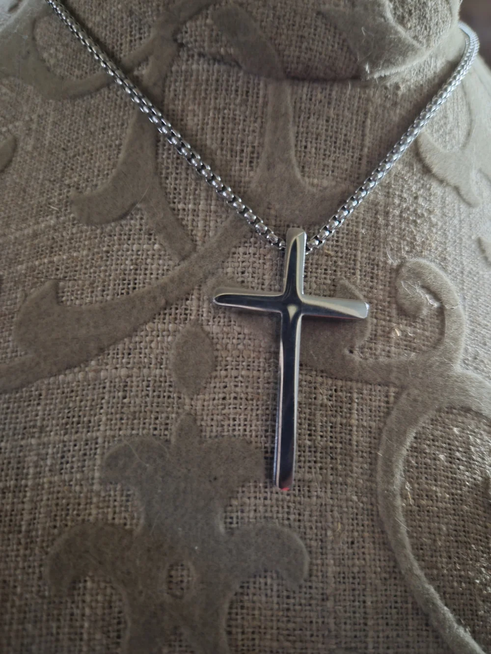 Men's Stainless Steel Cross Pendant Necklace - Silver